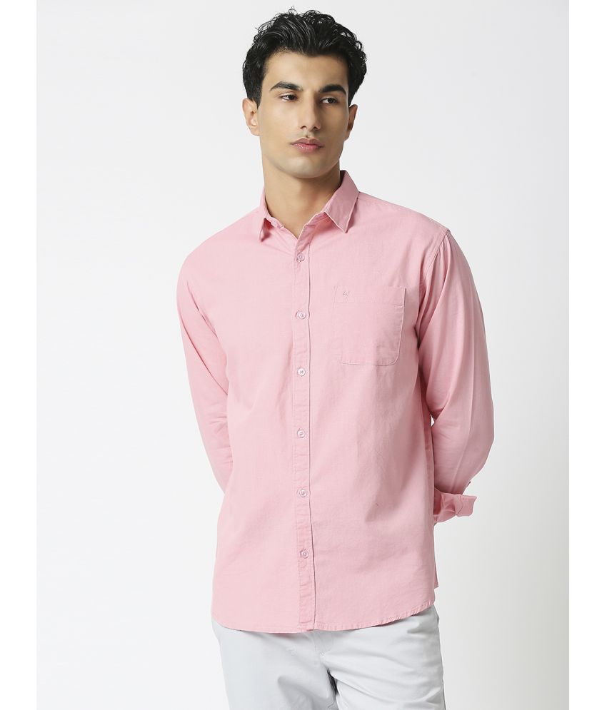     			HJ HASASI 100% Cotton Slim Fit Solids Full Sleeves Men's Casual Shirt - Pink ( Pack of 1 )