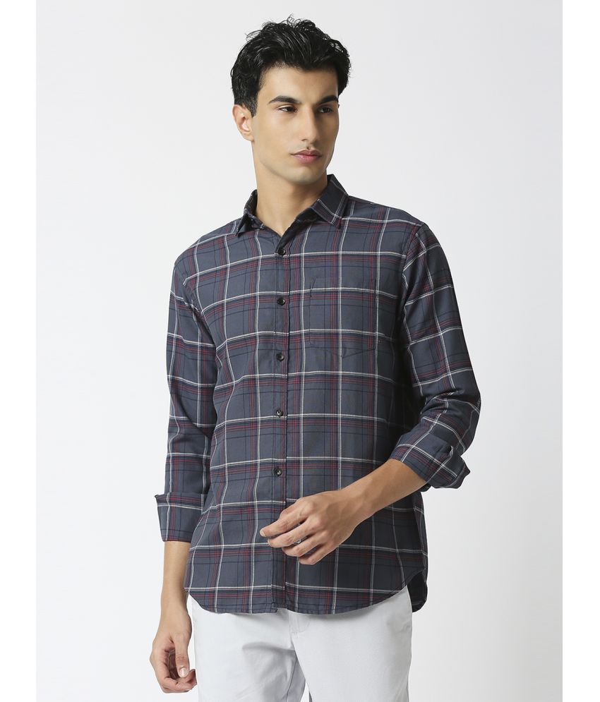     			HJ HASASI 100% Cotton Slim Fit Checks Full Sleeves Men's Casual Shirt - Grey ( Pack of 1 )