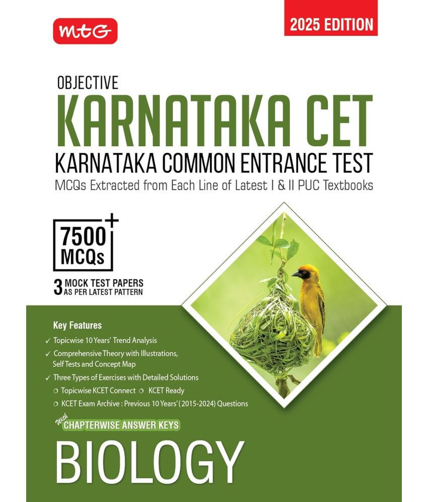     			MTG Objective Karnataka CET Biology Book For 2025 KCET Exam | KCET Topicwise Comprehensive Theory with 10 Previous Years Solved Question Papers & 7500+ MCQs | KCET PYQs Question Bank