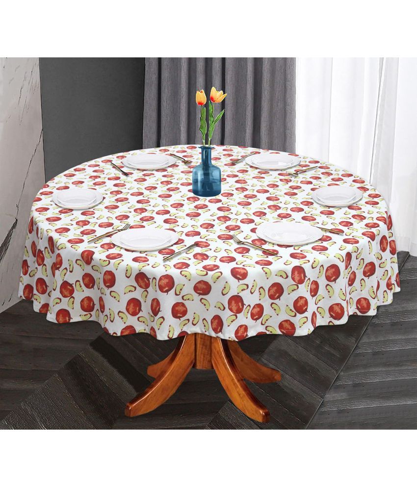     			Oasis Hometex Printed Cotton 6 Seater Round Table Cover ( 152 x 152 ) cm Pack of 1 Red