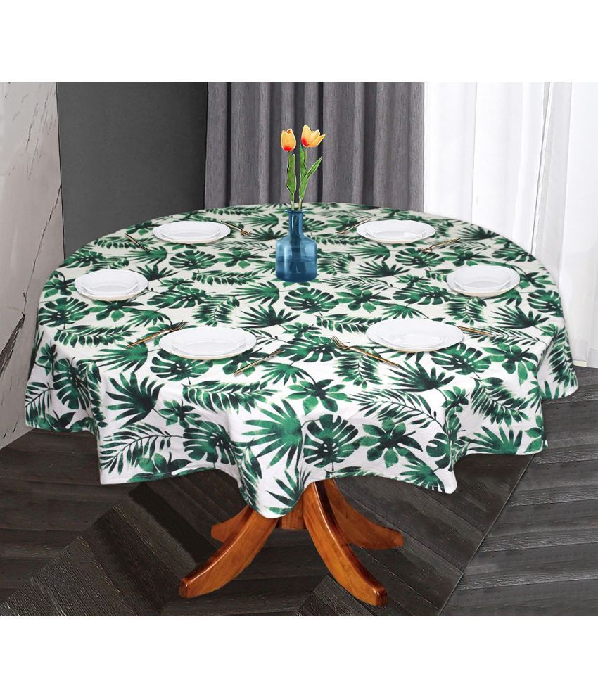     			Oasis Hometex Printed Cotton 6 Seater Round Table Cover ( 152 x 152 ) cm Pack of 1 Green