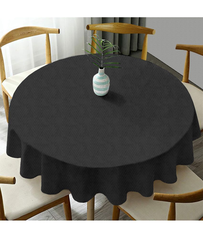     			Oasis Hometex Self Design Cotton 6 Seater Round Table Cover ( 152 x 152 ) cm Pack of 1 Black