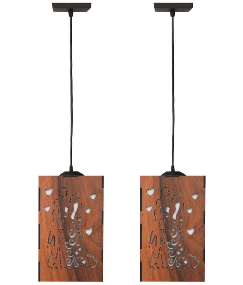     			Somil Wood Hanging Light Pendant Black - Pack of 2