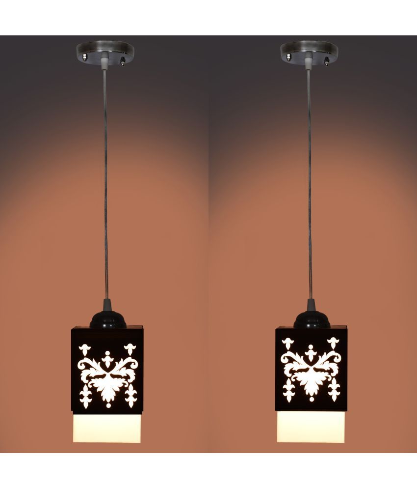     			Somil Wood Hanging Light Pendant Black - Pack of 2