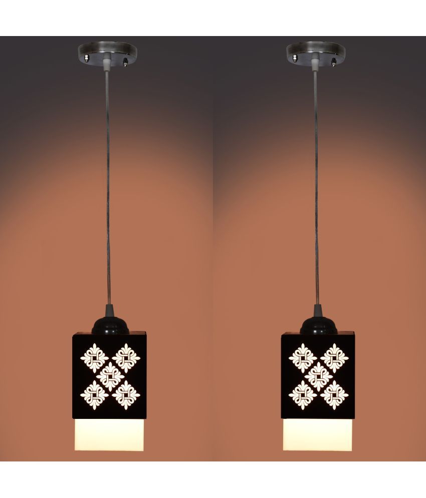     			Somil Wood Hanging Light Pendant Black - Pack of 2