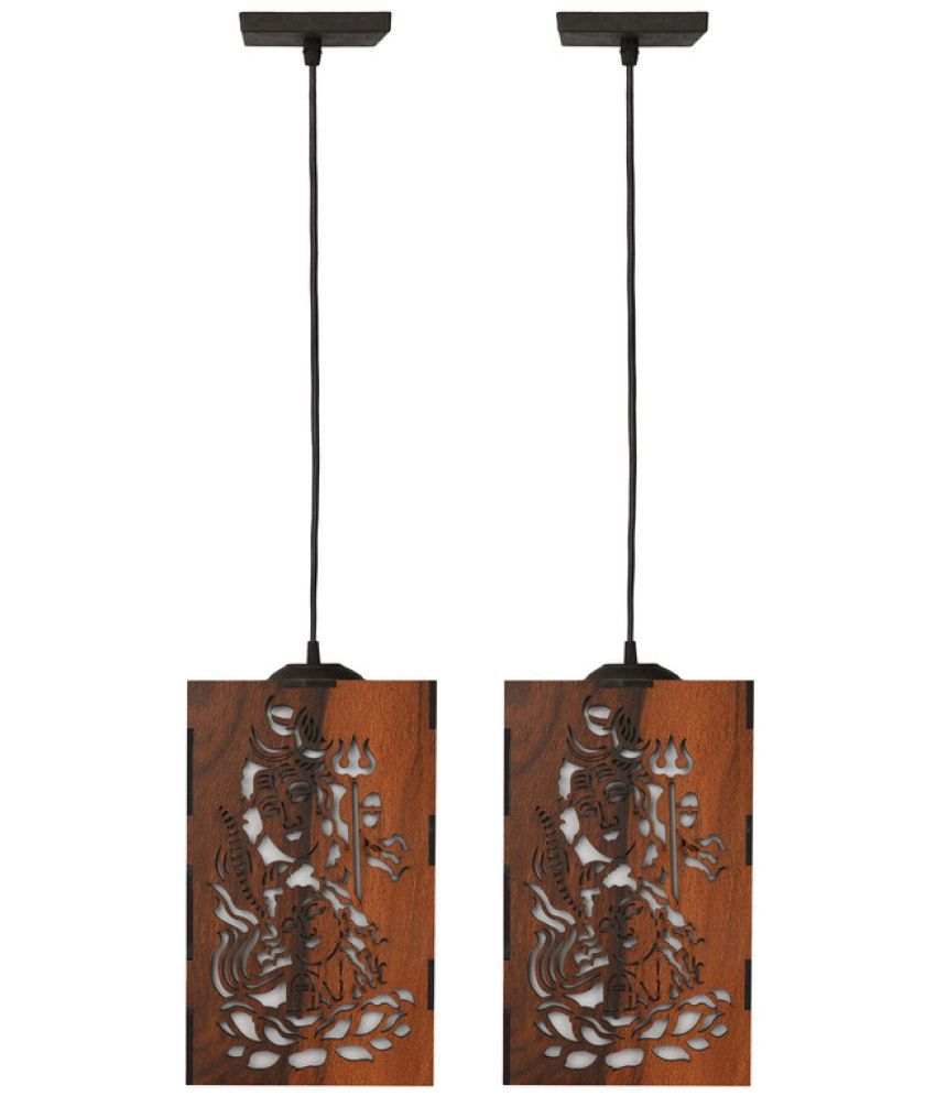     			Somil Wood Hanging Light Pendant Black - Pack of 2