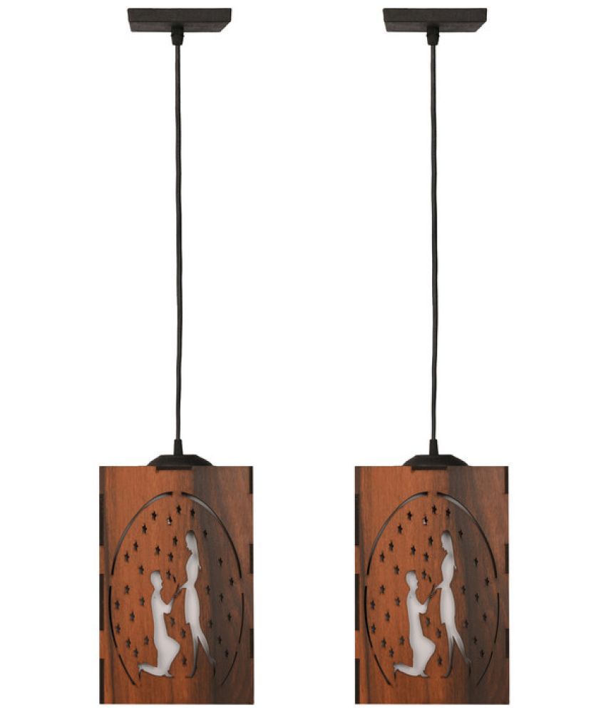     			Somil Wood Hanging Light Pendant Black - Pack of 2