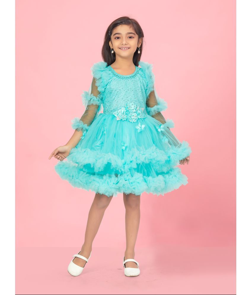     			Aarika Sea Green Net Girls Frock ( Pack of 1 )