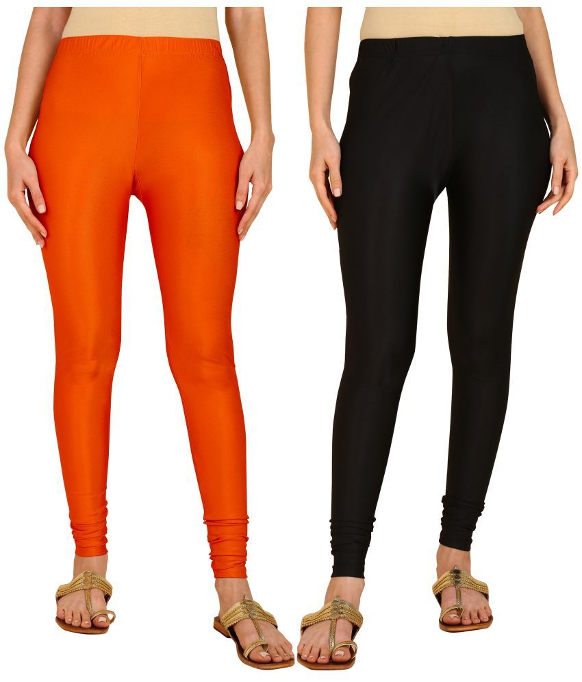     			Colorscube - Black,Orange Lycra Women's Churidar ( Pack of 2 )