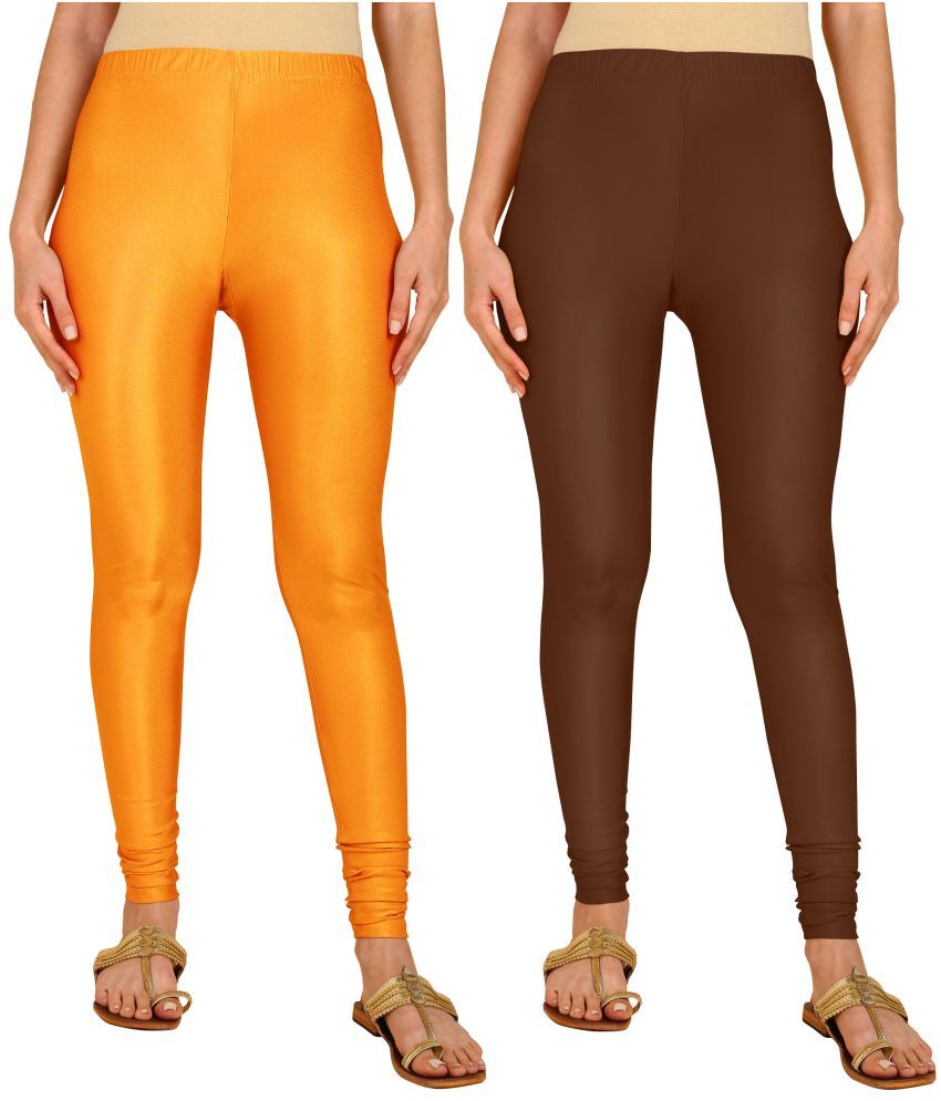     			Colorscube - Brown,Mustard Lycra Women's Leggings ( Pack of 2 )