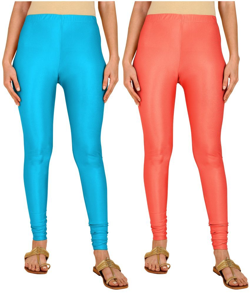     			Colorscube - Coral,Blue Lycra Women's Leggings ( Pack of 2 )