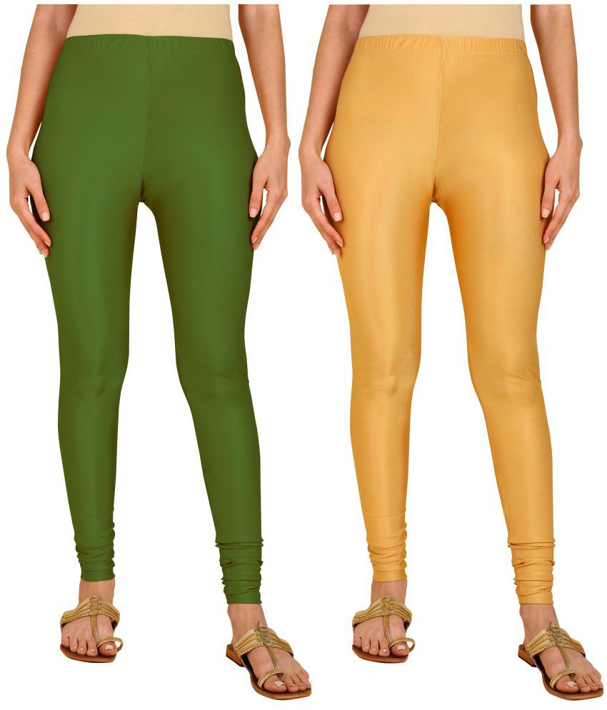     			Colorscube - Gold,Olive Lycra Women's Leggings ( Pack of 2 )