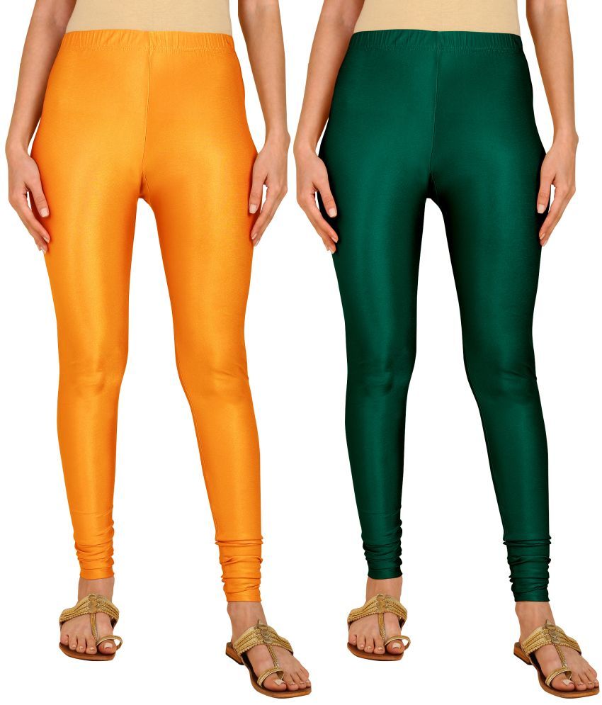     			Colorscube - Green,Mustard Lycra Women's Leggings ( Pack of 2 )