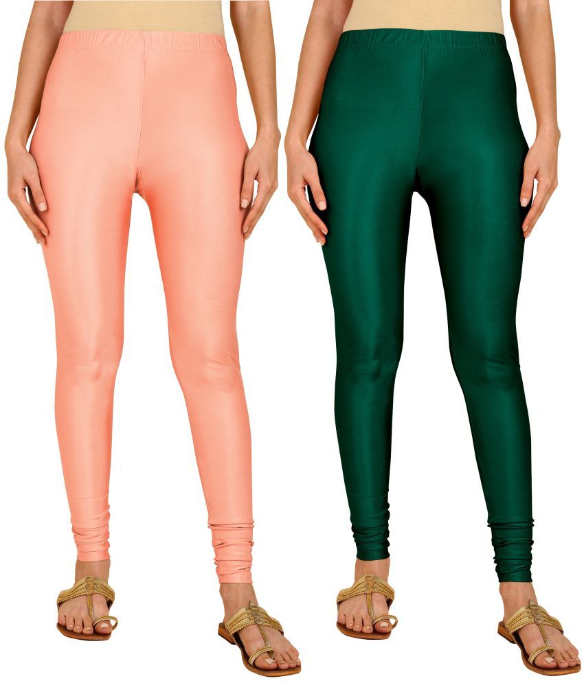     			Colorscube - Green,Peach Lycra Women's Leggings ( Pack of 2 )