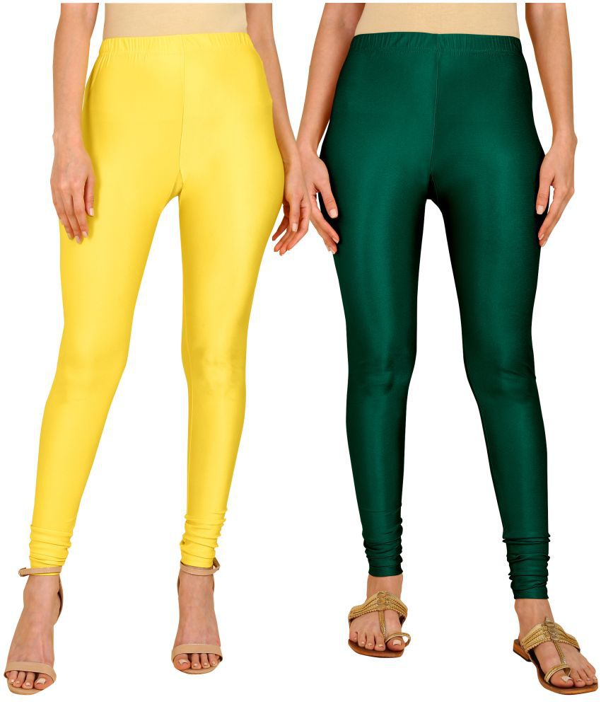     			Colorscube - Green,Yellow Lycra Women's Leggings ( Pack of 2 )