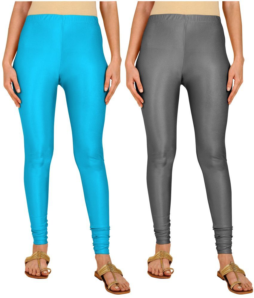     			Colorscube - Grey,Blue Lycra Women's Churidar ( Pack of 2 )