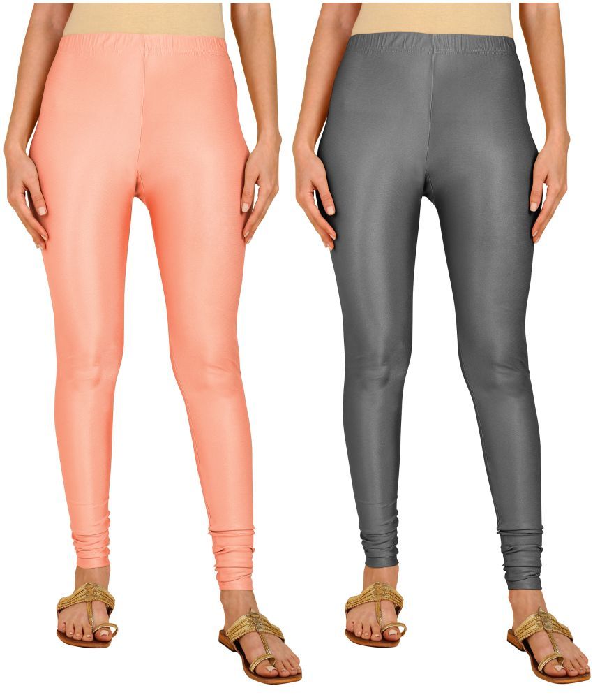     			Colorscube - Grey,Peach Lycra Women's Churidar ( Pack of 2 )