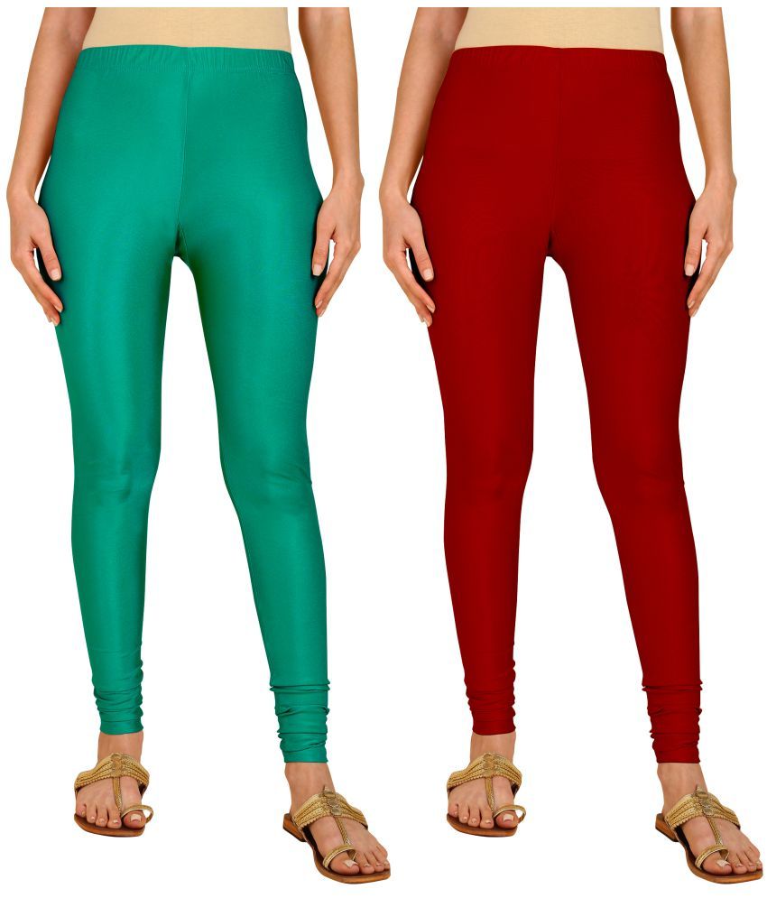     			Colorscube - Maroon,Sea Green Lycra Women's Leggings ( Pack of 2 )