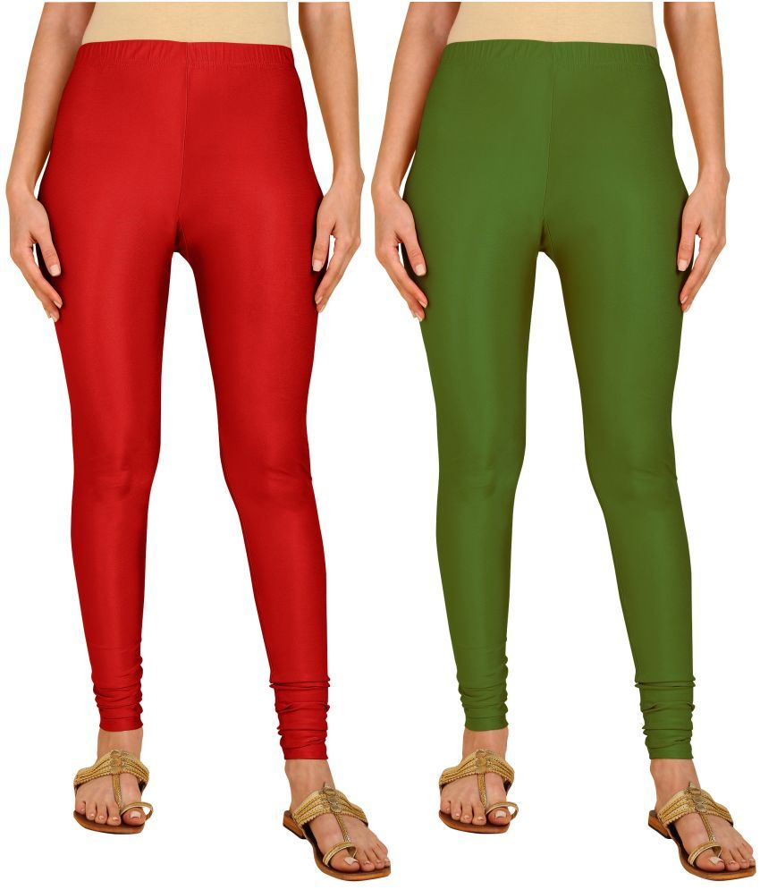     			Colorscube - Olive,Red Lycra Women's Churidar ( Pack of 2 )