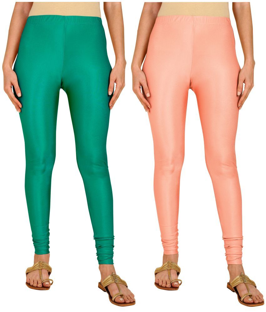     			Colorscube - Peach,Sea Green Lycra Women's Churidar ( Pack of 2 )