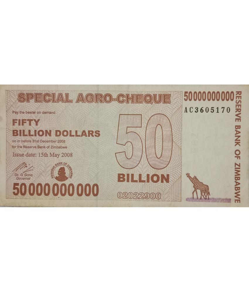     			Extremely Rare Zimbabwe 50000000000 Dollars 50 Billion Dollars......Hard to Find