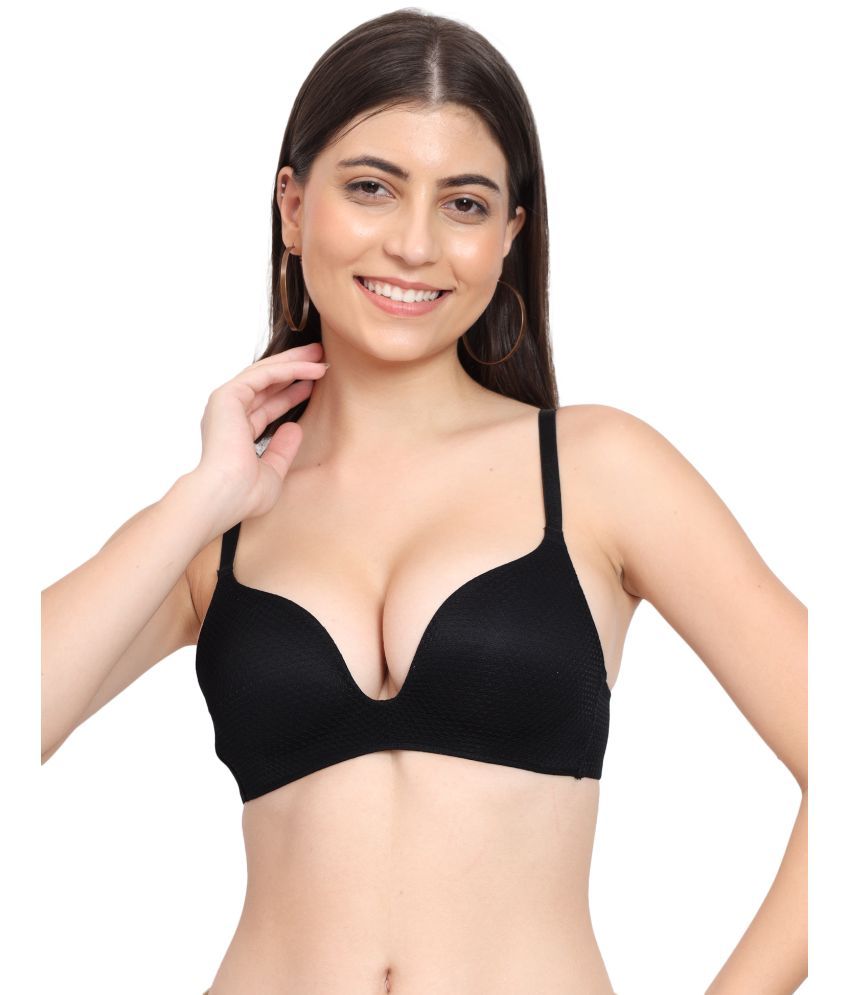     			PARKHA Nylon Heavily Padded Women's T-Shirt Bra ( Black )