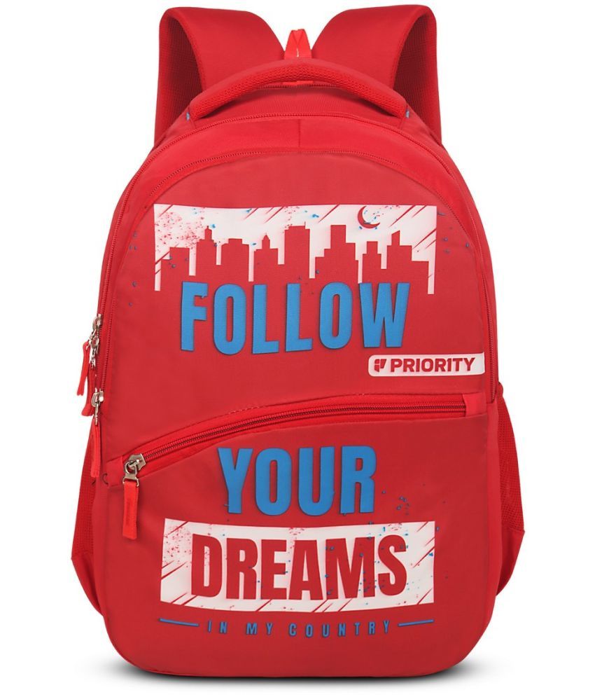     			Priority Red Polyester Backpack ( 30 Ltrs )