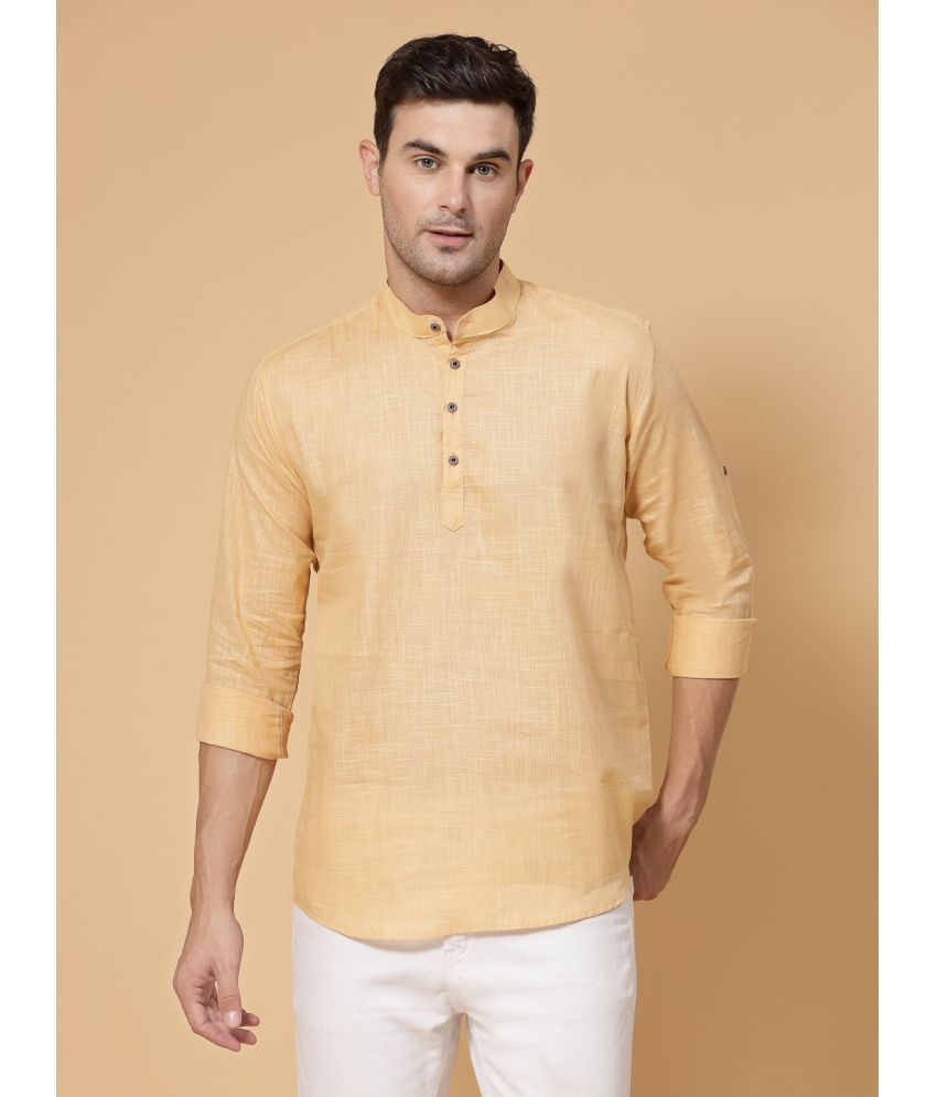     			allan peter Beige Cotton Men's Regular Kurta ( Pack of 1 )