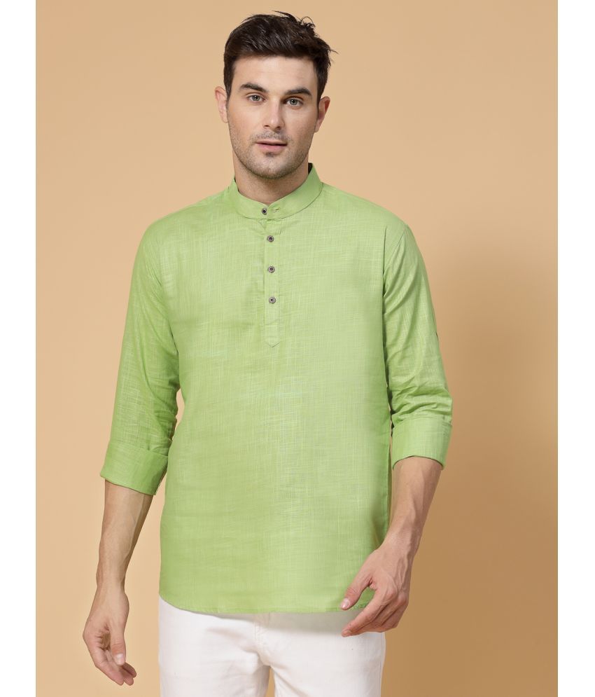     			allan peter Green Cotton Men's Regular Kurta ( Pack of 1 )