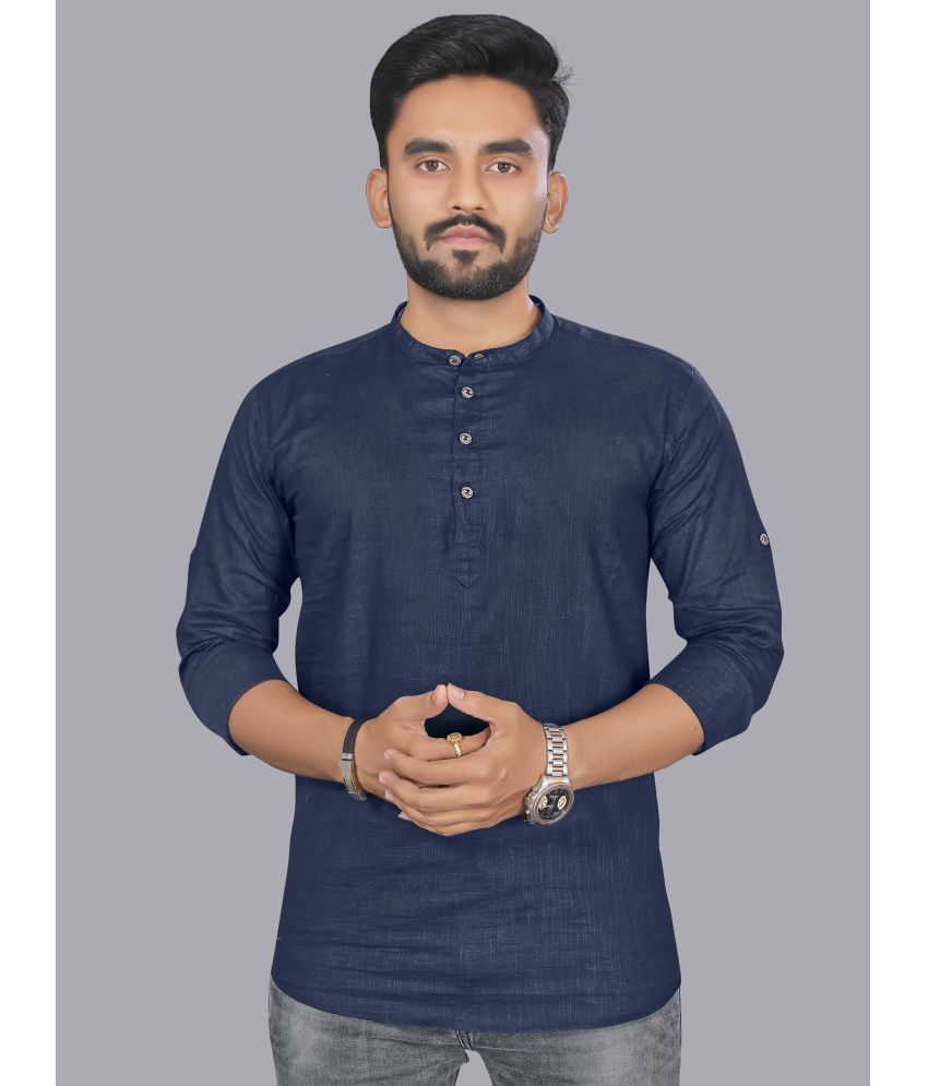     			allan peter Navy Cotton Men's Regular Kurta ( Pack of 1 )