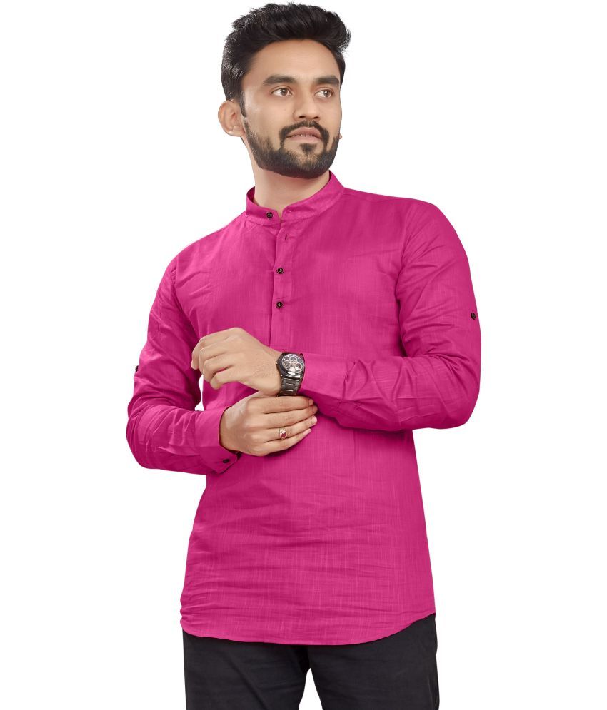     			allan peter Pink Cotton Men's Regular Kurta ( Pack of 1 )