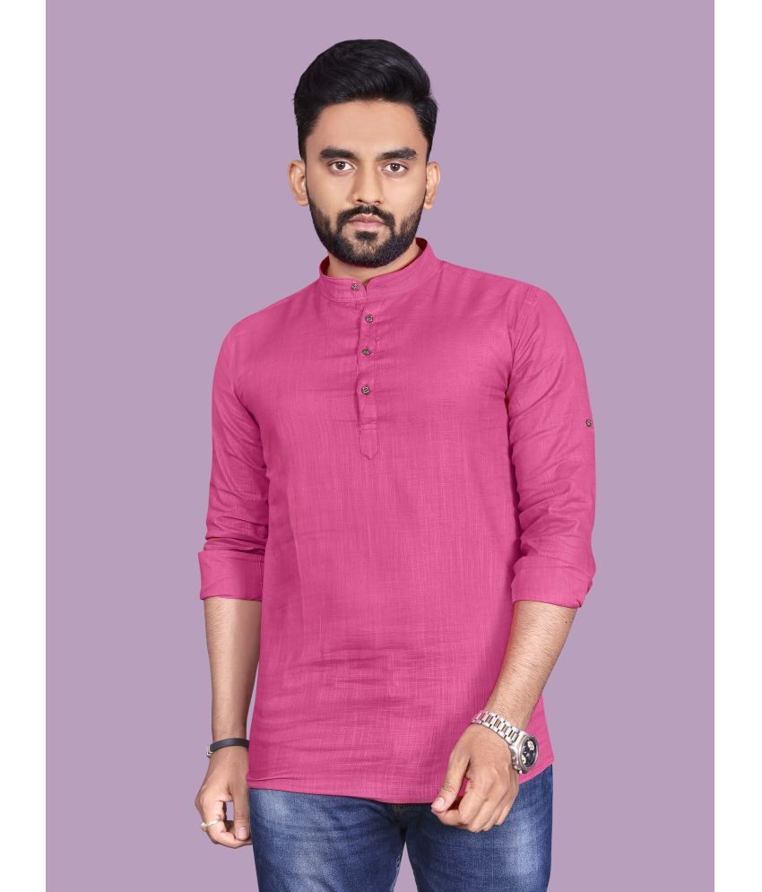     			allan peter Pink Cotton Men's Regular Kurta ( Pack of 1 )