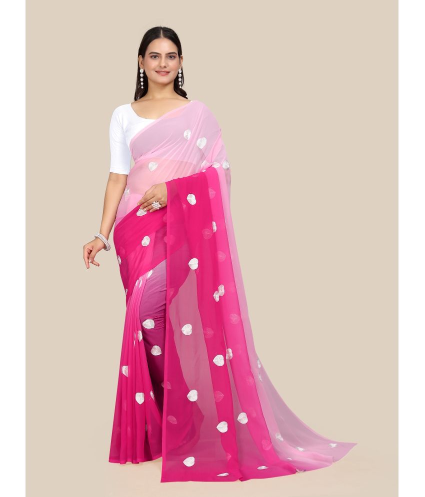     			Aika Georgette Embroidered Saree With Blouse Piece - Fluorescent Pink ( Pack of 1 )