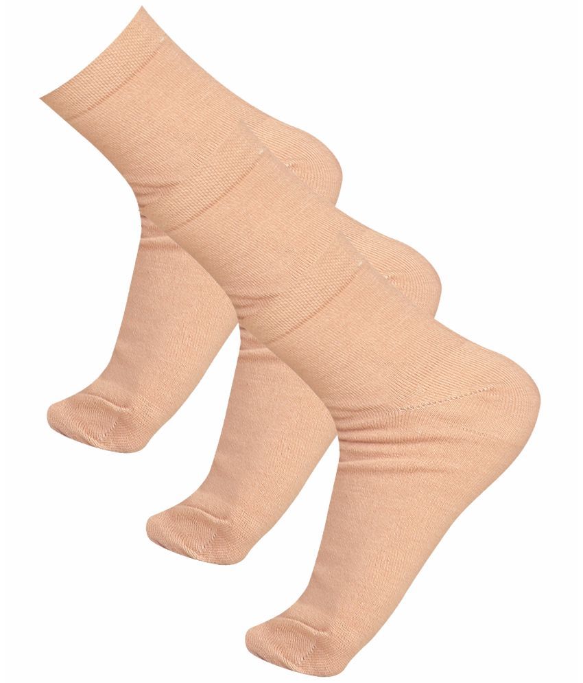     			Bodycare Beige Cotton Blend Women's Ankle Length Socks ( Pack of 3 )