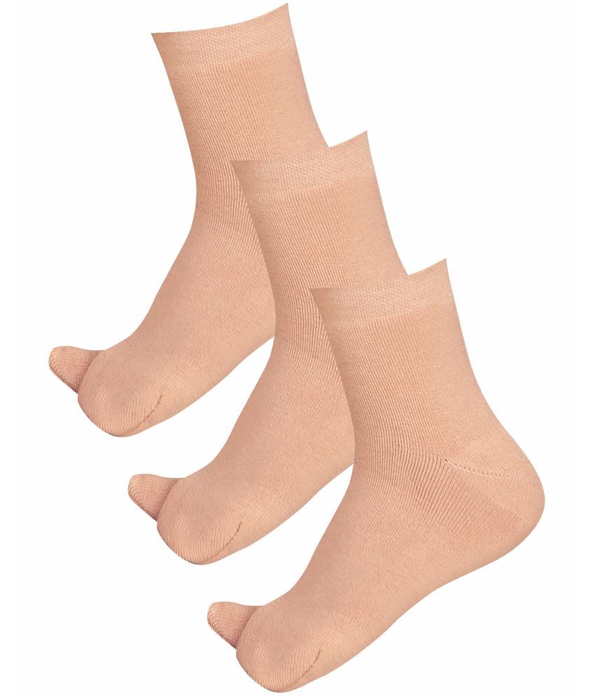     			Bodycare Beige Cotton Blend Women's Ankle Length Socks ( Pack of 3 )