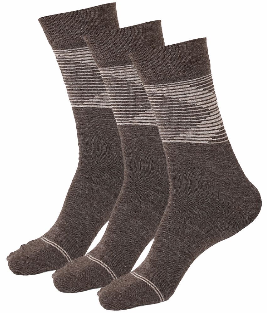     			Bodycare Cotton Blend Men's Striped Brown Mid Length Socks ( Pack of 3 )