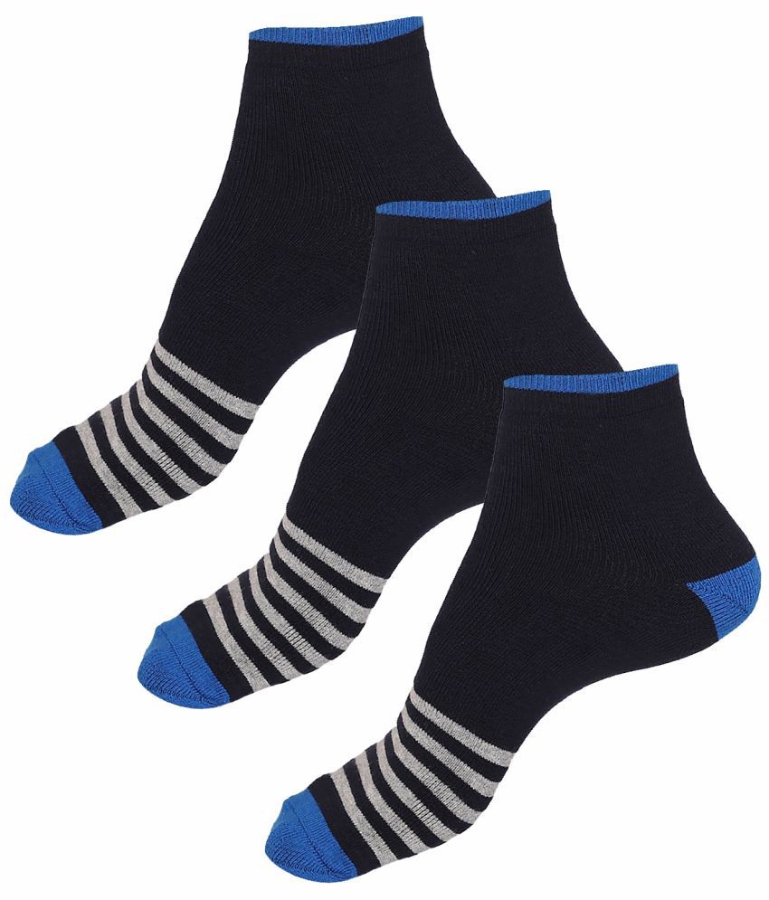     			Bodycare Cotton Blend Men's Striped Navy Blue Ankle Length Socks ( Pack of 3 )