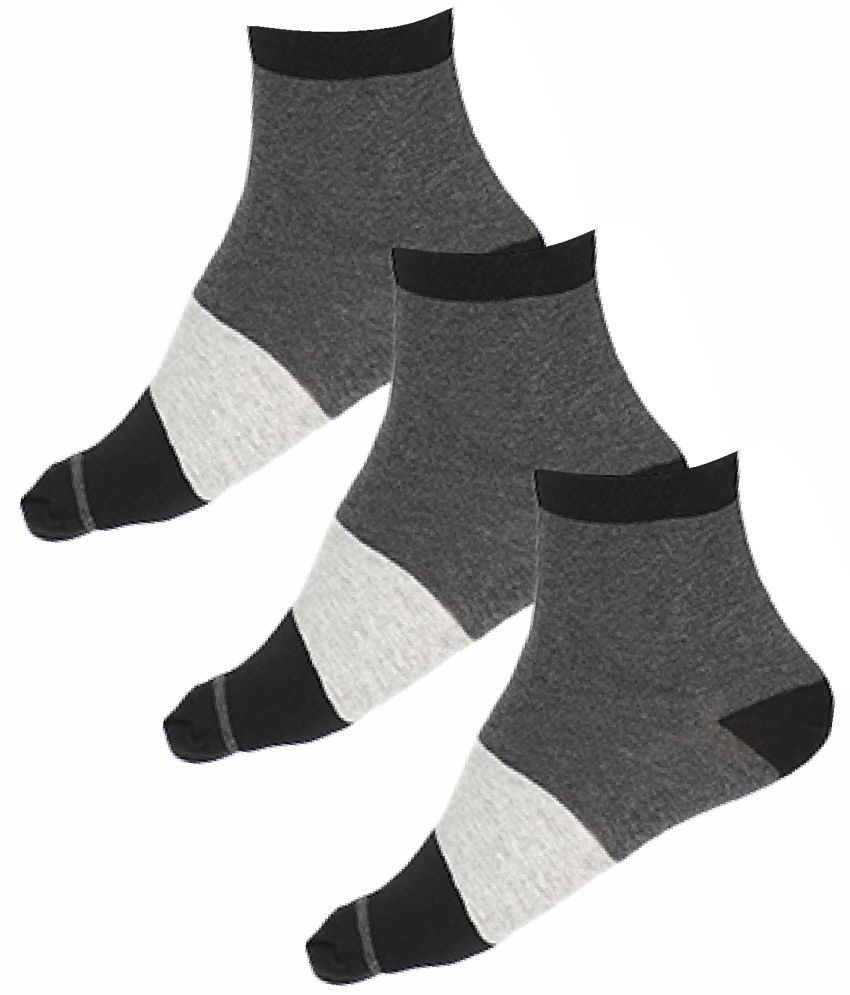     			Bodycare Cotton Blend Men's Striped Dark Grey Ankle Length Socks ( Pack of 3 )