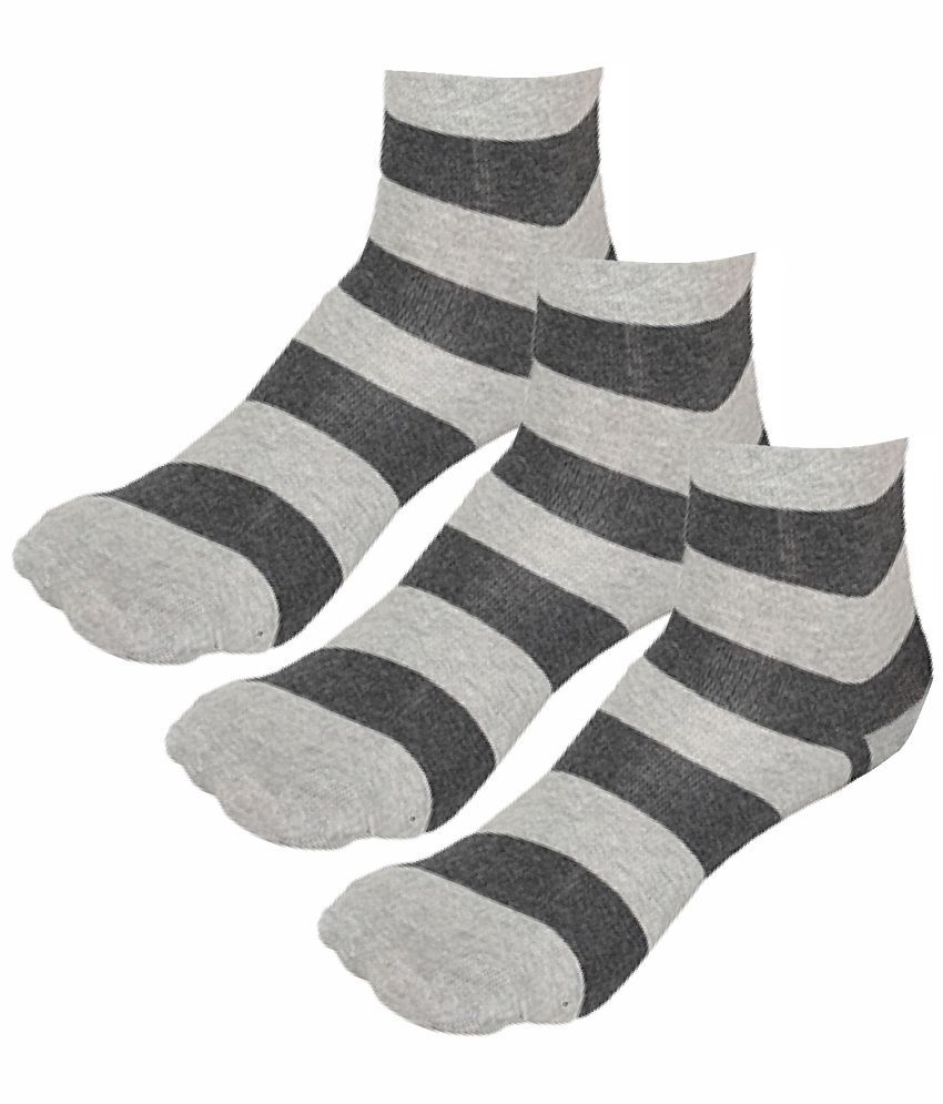     			Bodycare Cotton Blend Men's Striped Light Grey Ankle Length Socks ( Pack of 3 )