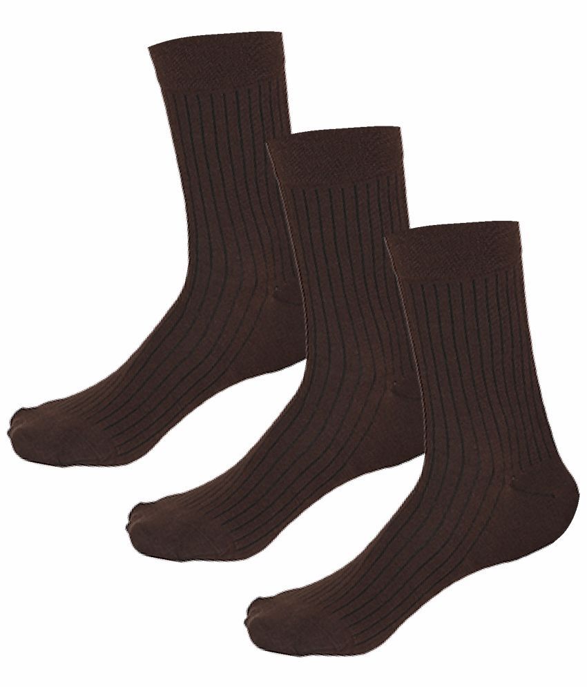     			Bodycare Cotton Blend Men's Striped Brown Mid Length Socks ( Pack of 3 )