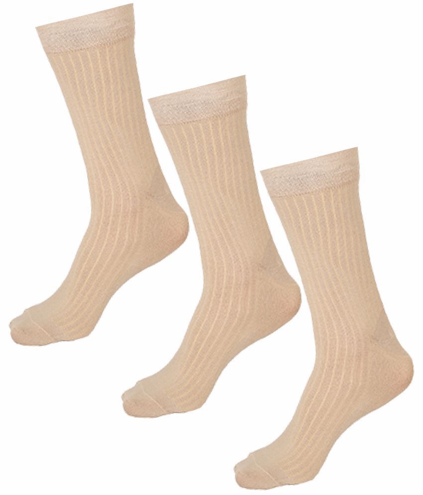     			Bodycare Cotton Blend Men's Striped Beige Mid Length Socks ( Pack of 3 )
