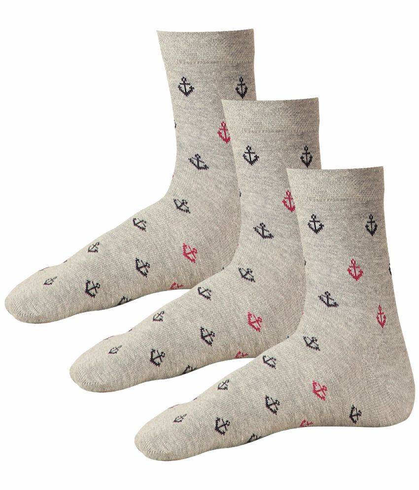     			Bodycare Cotton Blend Men's Printed Light Grey Mid Length Socks ( Pack of 3 )