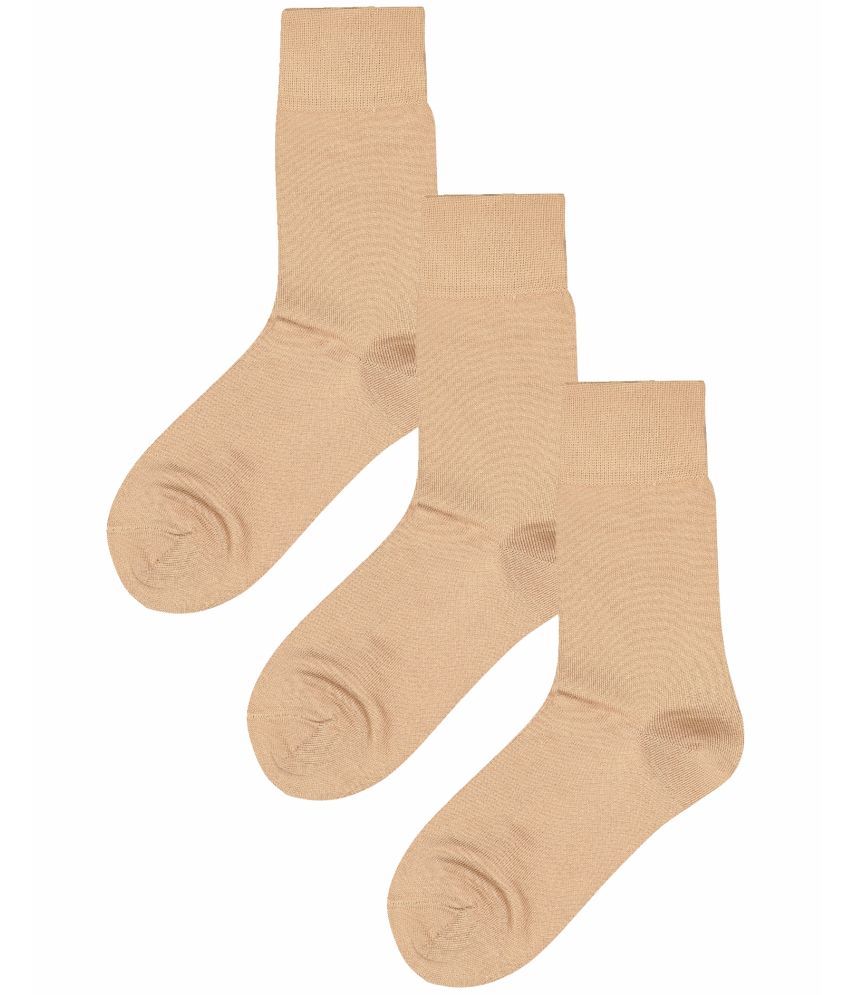     			Bodycare Cotton Blend Men's Solid Beige Mid Length Socks ( Pack of 3 )