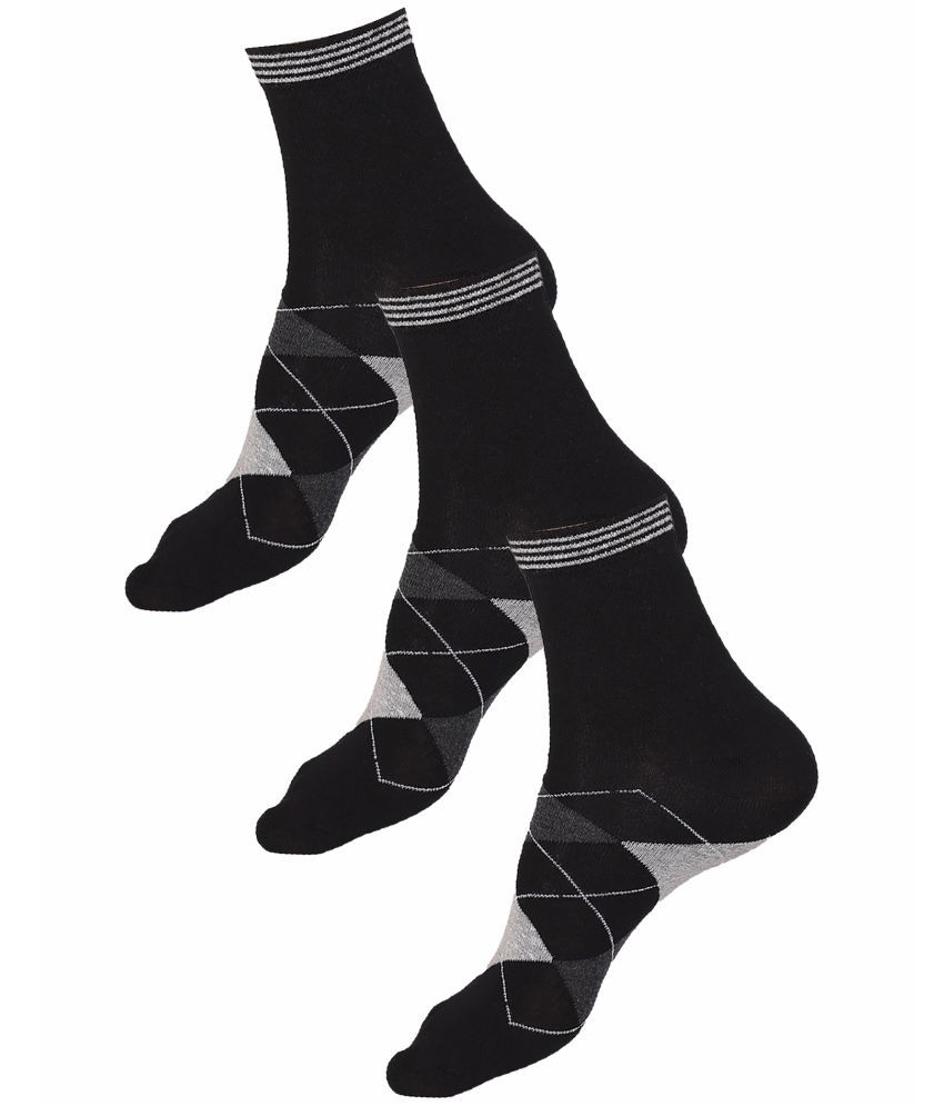     			Bodycare Cotton Blend Men's Printed Black Ankle Length Socks ( Pack of 3 )