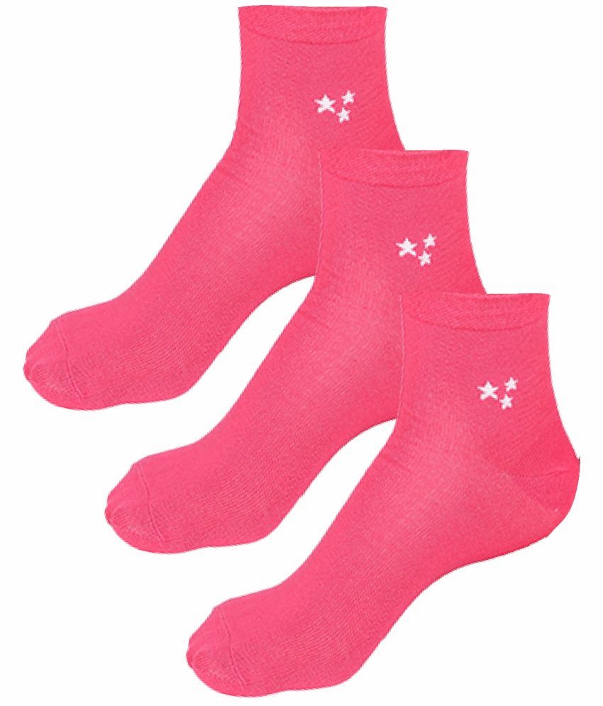     			Bodycare Pink Cotton Blend Women's Ankle Length Socks ( Pack of 3 )