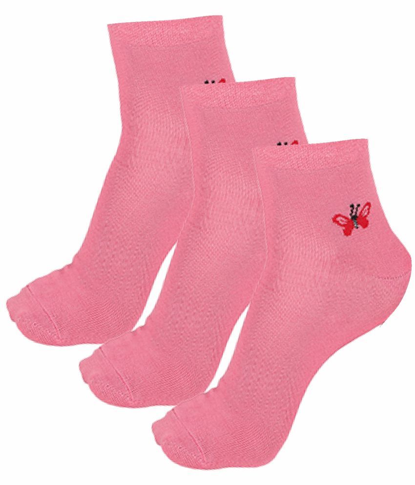     			Bodycare Pink Cotton Blend Women's Ankle Length Socks ( Pack of 3 )