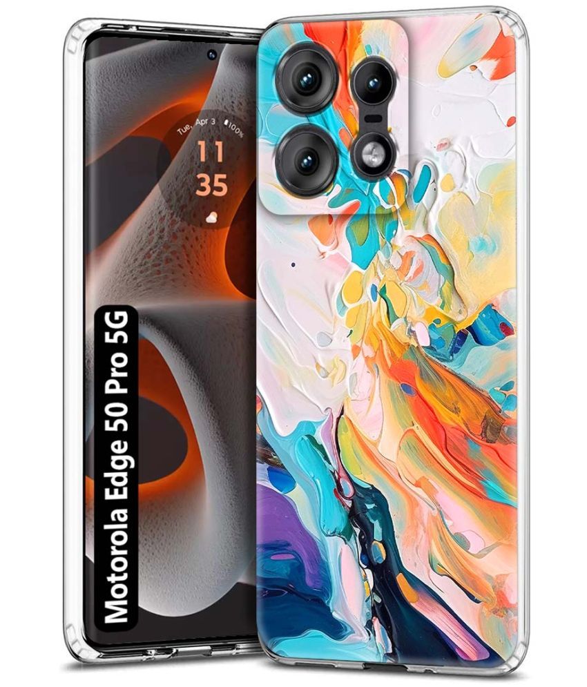     			Fashionury Multicolor Printed Back Cover Silicon Compatible For Motorola Edge 50 Pro 5G ( Pack of 1 )