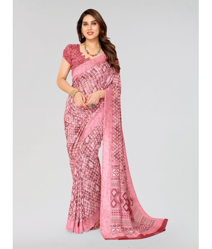     			Kashvi Sarees Silk Blend Printed Saree With Blouse Piece - Peach ( Pack of 1 )