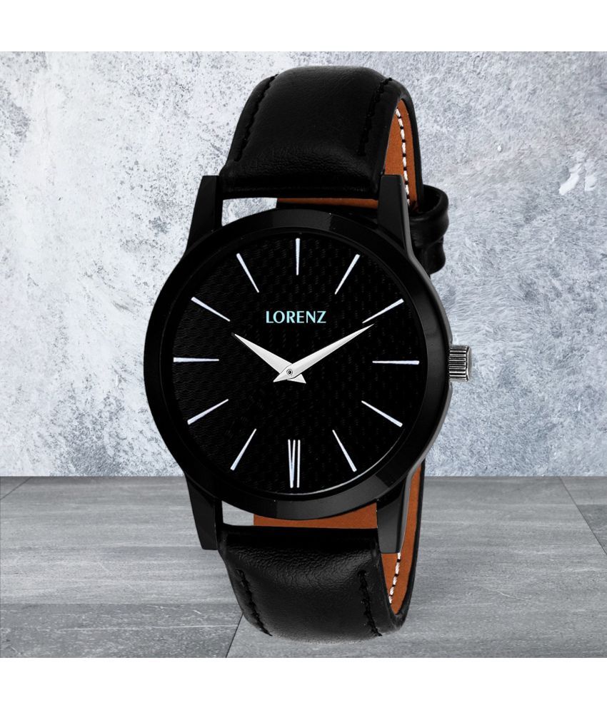     			Lorenz Black PU Analog Men's Watch