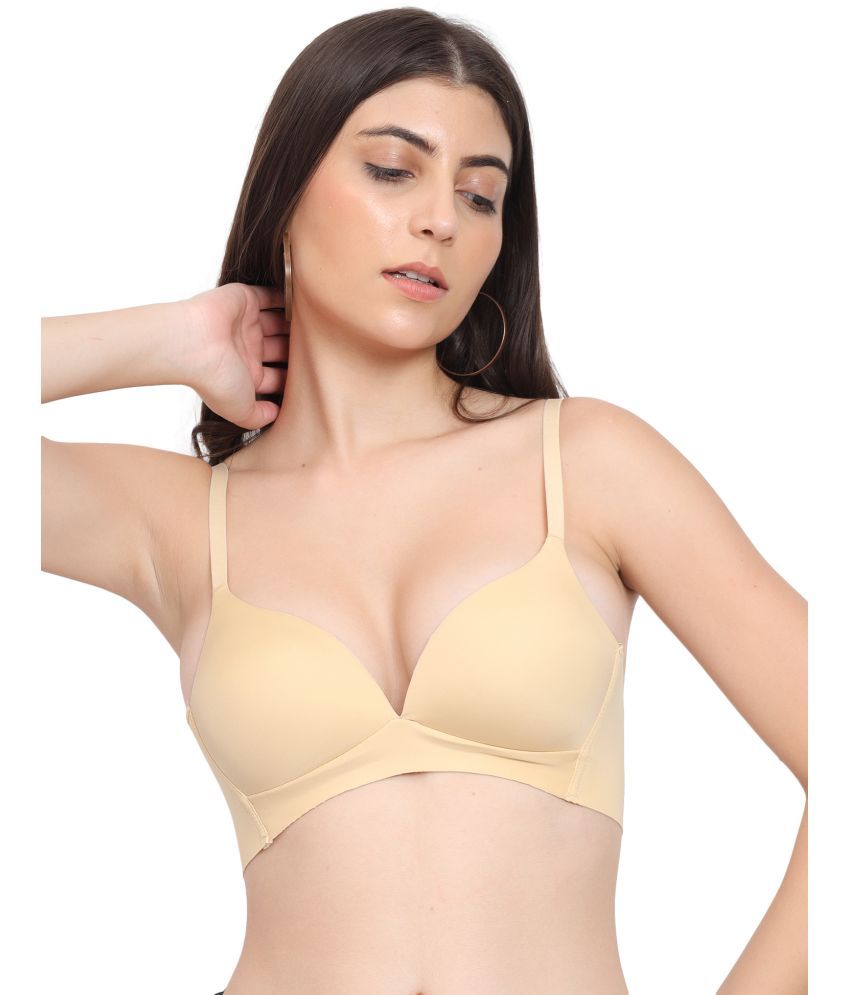     			PARKHA Nylon Heavily Padded Women's T-Shirt Bra ( Beige )